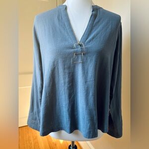 Jetty Blue V-Neck 100% Cotton Soft Top